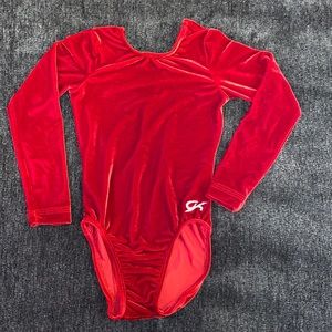 Red velvet long sleeve GL leotard